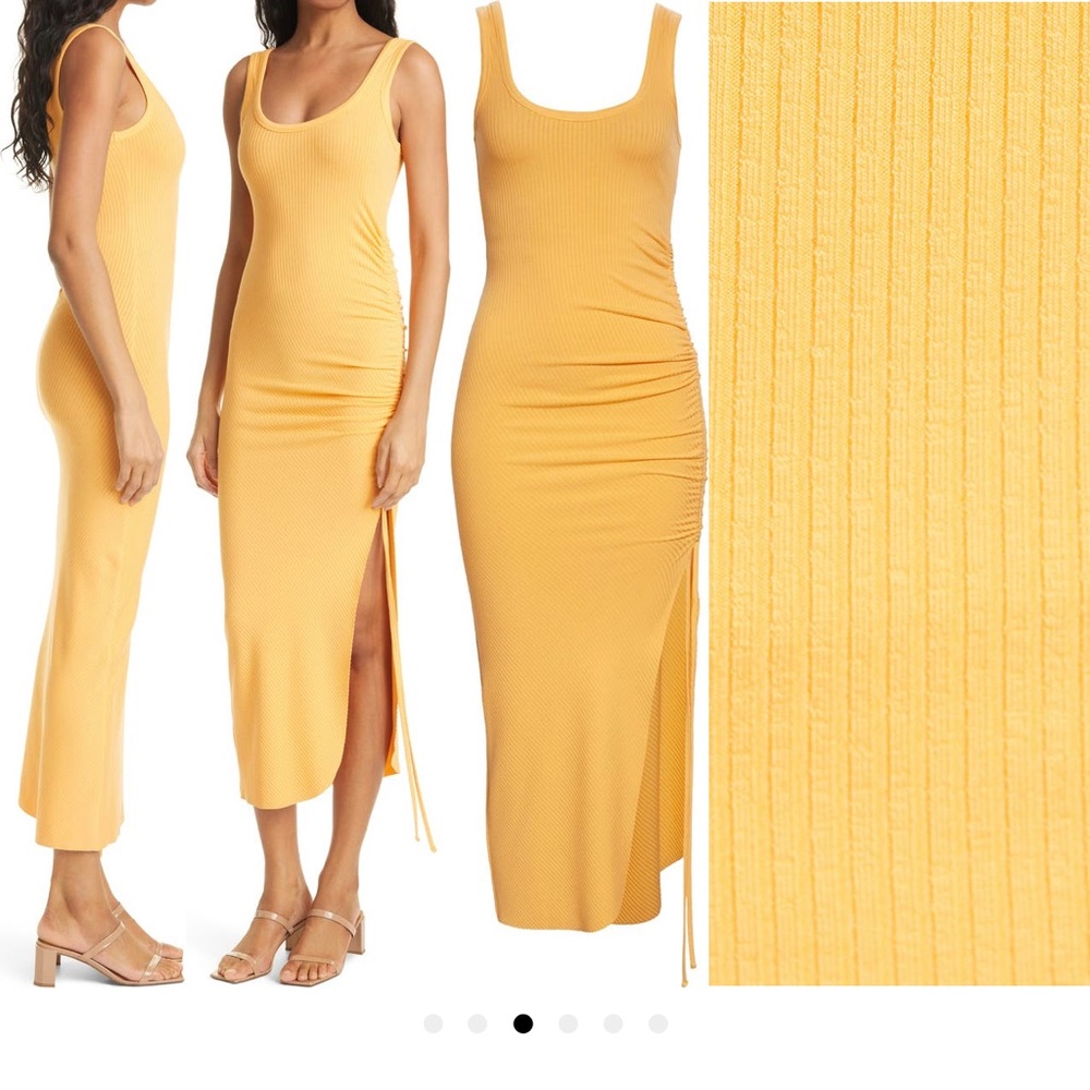 The Range Alloy Ruched Side Slit Ribbed Dress - NWT